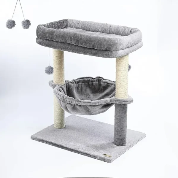 24-inch Cat Tree with Hammock & Scratcher, Light Gray